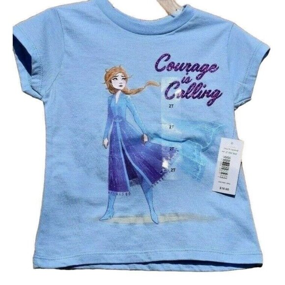 Disney Girls 2T Frozen 2 Light Blue Courage is Calling New Short Sleeve T-shirt - Picture 1 of 2